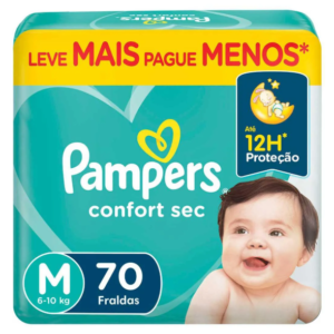 Fralda Pampers Confort Sec M Com 70 Unidades