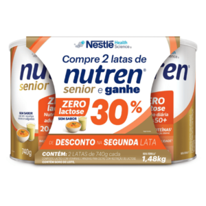 Suplemento Alimentar Nutren Senior Zero Lactose Sem Sabor 2 Unidades de 740g